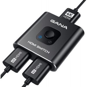 Commutateur Hdmi Bidirectionnel 4k@60 Hz,En Aluminium 2 En 1 Sortie,Hub Hdmi Manuel Compatible Avec Xbox Ps5/4/3 Lecteur Blu-Ray Fire Stick Roku - Neuf