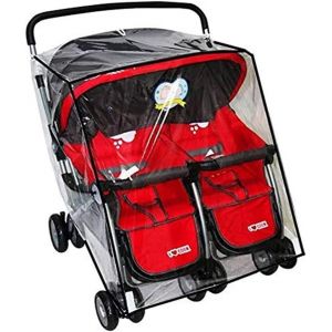 Housse De Pluie Universelle Pour Poussette Double Côte À Côte, En Pvc Transparent, Imperméable, Anti-Poussière Et Coupe-Vent, Pour Poussette Double Landa - Neuf