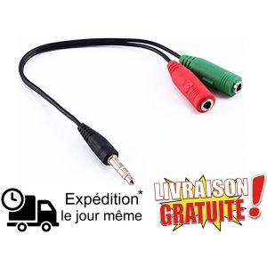 3,5 mm Y Splitter 2 Jack femelle à 1 mâle casque micro adaptateur audio câble - Neuf