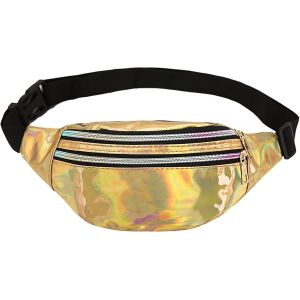 SJZG-1 Morceau De Sac Coffre Laser Dor&eacute;, Sac De Rangement Cr&eacute;atif Imperm&eacute;able, Sac &Agrave; Taille Crois&eacute;e Multifonction, Universel Pour Hommes Et Femmes, Accessoires De V&ecirc;tements. - Neuf