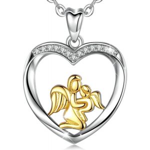Collier Pour Maman, Collier Fete Des Meres Argent Sterling 925 Pendentif M&egrave;re Fille Avec &Eacute;l&eacute;phant Bijoux Maman Coeur Cadeau Pour Mamie Tante - Neuf
