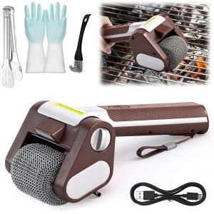 Ulteronixshop-Brosse &eacute;lectrique sans Fil pour Barbecue, Nettoyeur de Gril &eacute;lectrique sans Poils,brosse &eacute;lectrique Rechargeable Nettoyeur de barbecue en Acier Inoxydable 304 avec Rouleau Rotatif &agrave; 350 - Neuf