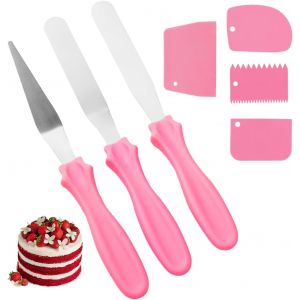 Kalanka-7 Pi&egrave;ces Spatule Coud&eacute;e Patisserie Set, 3 Pi&egrave;ces 23 Cm/9 In Spatule Coud&eacute;e Inox Et 4 Pi&egrave;ces Racloir Patisserie, Patisserie Glacage Pour &Eacute;taler La Cr&egrave;me, Cuire Et D&eacute;corer Les G&acirc;teaux - Neuf