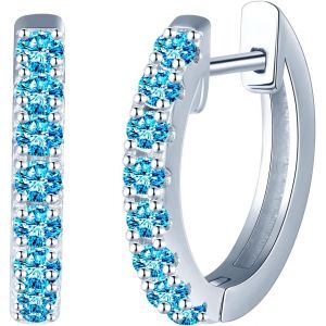 Kal-Boucles D'oreilles Créoles En Argent 925 Pour Femme - 14 Mm - Grandes Boucles D'oreilles En Zircone - Cadeau Pour Femme, Petite Amie, Femme, Adolescente, Anniversaire, Fête Des Mères, Mariage, - Neuf