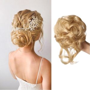 Grand Chignon, Chouchou Avec Cheveux, Postiche Boucl&eacute;e Avec Bande &Eacute;lastique, Pour Femmes Et Filles (M&eacute;lange De Marron Clair 12/24) - Neuf