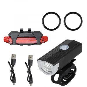 Usb Rechargeable Vélo Lumière Ensemble Avant Lumière Avec Feu Arrière Facile À Installer 3 Modes Vélo Accessoires Pour Le Vélo--Black - Neuf