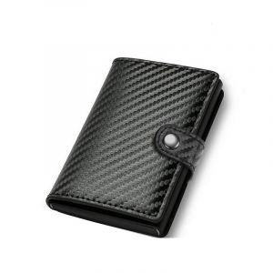 Portefeuille porte-carte de crédit en Fiber de carbone pour hommes,Rfid intelligent en métal,mince,Pop-Up,minimaliste,petit porte-monnaie noir,Vallet en métal--Carbon Black - Neuf