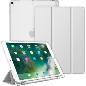 Coque Pour Ipad Air 3 2019 / Ipad Pro 10.5 2017 Étui Transparent Avec Porte-Stylo Housse De Protection Avec Fonction Sommeil/Réveil Automatique, Argent - Neuf