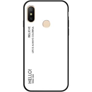 Kal-Coque Pour Xiaomi Redmi 6 Pro [Avec Film De Protection Écran],Coque Avec Revêtement Arrière En Verre Trempé Avec Motif Marbre + Tpu Silicone Souple Anti Choc Case Cover (Blanc) - Neuf