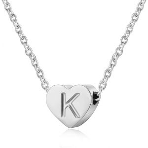 Kal-Collier Femme Coeur Argent Avec Lettre Pendentif Collier Prénom Initiale Femme Et Fille Anniversaire Cadeau Exquis Et Mignon - Neuf