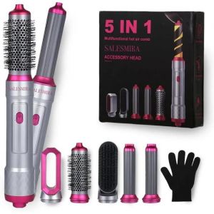 SALESMIRA Seche-Cheveux Multifonctions 5 en 1 WT-622 avec Gant Anti-Brulure Lissage, Boucles, Sechage Rapide Volumisant Parfai - Neuf
