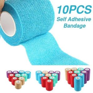 Lot De 10 Rouleaux De Ruban Adh&eacute;sif Coh&eacute;sif &iquest; Bandages Athl&eacute;tiques Polyvalents Pour Articulations, Animaux Et Blessures Quotidiennes &iquest; Couleurs Assorties - Neuf