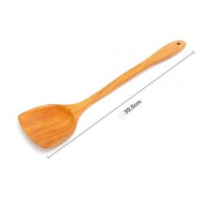 4Pcs ustensiles de cuisine en bois pas de peinture antiadhésif pot en bois massif ensemble de pelle en teck pur bois massif long - Neuf