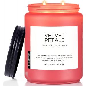 Bougie Parfum&eacute;es P&eacute;tales De Velours Grande Bougie En Soja Parfum&eacute;e Cire De Soja Naturelle Et Organique De 550 G Br&ucirc;lage De 110heures Cadeau De Bougie Luxueuse Et Fortement Parfum&eacute;e Pour Femmes - Neuf