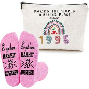 1995 Trousse Maquillage Femme 30 Ans Avec Chaussettes Roses Sac A Cosmétiques Imprimé A La Mode Cadeau Anniversaire 30 Year Personnalisé Pour Les Femmes Nées En 1995 - Neuf