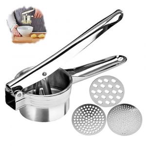 Presse-Puree Et Presse-Puree En Acier Inoxydable Avec 3 Disques Pour Un Broyage Fin Et Grossier - Presse A Pommes De Terre - Neuf