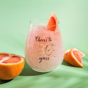 Verre &Agrave; Vin Sans Pied Pour 30e Anniversaire - 450 Ml - Cadeau Pour 30e Anniversaire De Mariage - Verres Personnalis&eacute;s Uniques Pour Meilleure Amie,Coll&egrave;gue,&Eacute;pouse,S?ur - Neuf