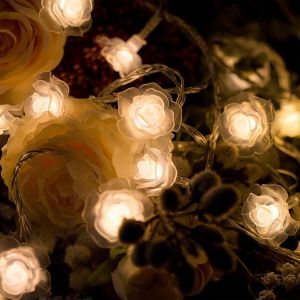 Trahoo-Koboko Guirlande Lumineuse En Forme De Roses - 3 M - 20 Led - Fonctionnement &Agrave; Piles - Guirlande Lumineuse D&eacute;corative Pour Jardin, Int&eacute;rieur, Ext&eacute;rieur, Terrasse, D&eacute;coration De F&ecirc;te (Lumi&egrave;re C - Neuf