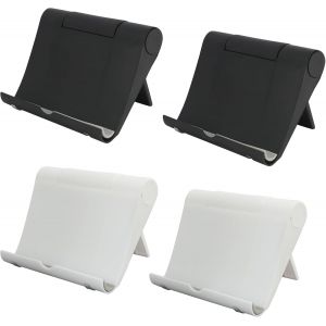 JGD-4 PCS Support Tablette R&eacute;glable Bureau Pose, Pliable et R&eacute;glable pour Bureau et Table, 2 Blancs et 2 Noirs, Socle Universel Antid&eacute;rapant Compatible Smartphone, Tablette, Liseuse - Neuf