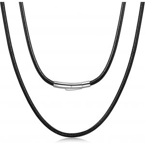 Trahoo-Cordon Cuir Pour Pendentif Avec Fermoir Acier Inoxydable 2/3mm Collier Fine En Cuir Homme 40/45/50/55/60/65/70 Cm Chaine Femme Enfant Gracon Cadeau Fetes Des Peres Valentin Anniversaire - Neuf