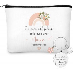 Cadeau Pour Amie Porte-Clés Amie Trousse De Maquillage De Amitié Porte-Clés Avec Texte Sac À Cosmétiques Avec Fermeture Éclair Pour Anniversaire - Neuf