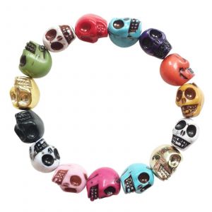Bracelet &Eacute;lastique T&ecirc;te De Mort Pour Femmes Goth Bracelet T&ecirc;te De Mort Color&eacute; Bracelet De Perles De Pri&egrave;re - Neuf