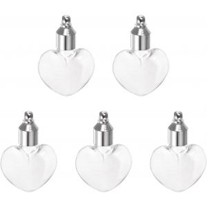 Kal-Pcs Fiole En Verre C?ur 6mm Avec Capuchon À Vis Pour Collier Pendentif -Bouteilles De Souhait Pour Liquide, Sable, Cendres -Diy - Neuf