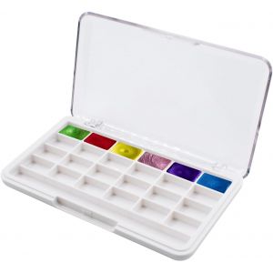 Meimie-2 Pièces Palette De Peinture Vide En Plastique 24 Grilles Palette De Peinture Portable De Voyage Pour Aquarelle Boîte De Peinture Pour Gouache,Peinture Acrylique 115x67x15mm - Neuf