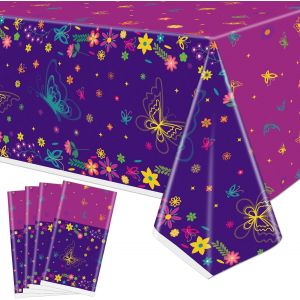 4 Pcs Décorations De Nappes De Fête De Film - Couverture De Table En Plastique Papillon, Nappe Rectangulaire Papillon Magique Pour Les Fournitures D'anniversaire, 51 X 86,6 Pouces - Neuf