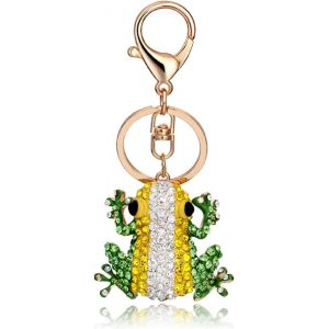 Kal-Porte-Clés Grenouille Pour Femme, Porte-Clés Grenouille Mignonne Pour Filles, Porte-Clés Grenouille Drôle, Porte-Clés Grenouille Verte Punk, Porte-Clés Animal Grenouille En Strass Scintillant - Neuf
