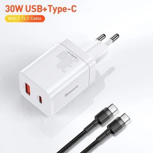 Baseus Super Si 30w Usb C Chargeur Adaptateur Pour Iphone 14 13 12 Pro Max Ipad Type C Qc 3.0 Pd Charge Rapide Pour Xiaomi Chargeur Rapide - Neuf