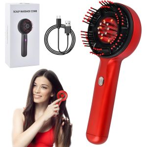 Brosse Massage Cuir Chevelu &Eacute;lectrique, 3 In 1 Masseur Tete Cheveux &Agrave; Lumi&egrave;re Rouge, Peigne De Massage Electrique, &Eacute;tanch&eacute;it&eacute; Ipx7 Avec 3 Modes Et Distributeur D'huile Capillaire 3ml (Rouge) - Neuf