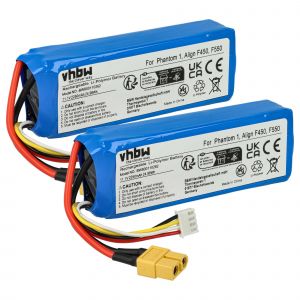 Vhbw 2x Batterie Compatible Avec Dji F450, 7fe0, Phantom 1, F550, Ri36, Phantom Fc40 Drone (2250mah, 11,1v, Li-Polym&egrave;re) - Neuf