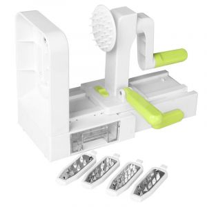 Mandoline Multifonction Professionnelle - Spiraliseur L&eacute;gumes Fruits Fromage Pommes De Terre 4 Lames Tranchantes Qualit&eacute; Alimentaire Aspiration Puissante - Neuf