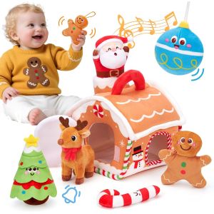 KALANKA-Jouet b&eacute;b&eacute; 6 Mois, Maison en Pain d'&Eacute;pices de No&euml;l - Jouet Eveil Bebe 6-12 Mois, Jouets Sensoriel en Peluche, Jeux Montessori Enfant Cadeau pour Bebe 1 an Gar&ccedil;on Fille - Neuf