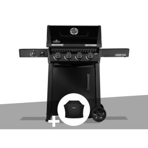 Barbecue gaz Freestyle 425 noir 4 br&ucirc;leurs + 1 r&eacute;chaud lat&eacute;ral + Housse de protection - Napol&eacute;on - Neuf