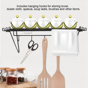 Hjlian Support De Rangement Mural Pour Salle De Bain Et Cuisine, Crochets De Suspension, Organisateur D'ustensiles De Cuisine, Noir - Neuf