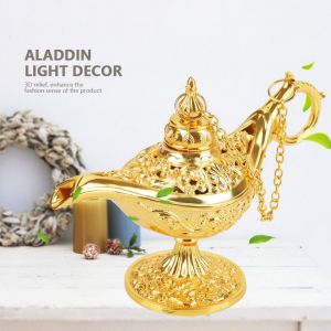 Lampe a souhaits retro rare de couleur Aladdin, genie magique, pot a collectionner (dore) - Neuf