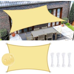 Checarzhn--No1-Voile D'ombrage Rectangulaire,3 X 4m Toile Ombrage,Imperméable Toile Ombrage Uv Protection Pour Terrasse, Balcon, Pelouse, Jardin, Fête, Activités De Plein Air Avec Corde - Neuf