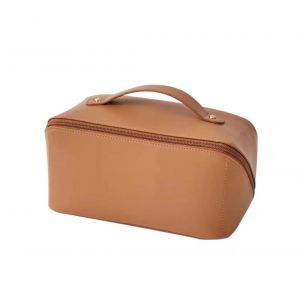 Trousse De Rangement Portable En Pu Pour Cosmétiques, Grande Capacité, Étanche, Multifonctionnelle, Pour Femmes Et Filles, Marron, Taille Normale-Générique - Neuf