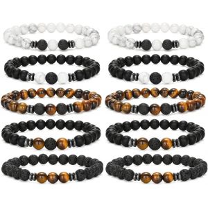Eryi-Pierre Naturelle Bracelet Turquoise, Oeil De Tigre, Lave - Kit Elastique Pour Hommes Et Femmes - Neuf