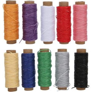 Chenquansarl-Fil De Cire En Cuir &Agrave; Coudre, 10 Couleurs Fil De Cire 150d Fil De Cire Cordelette Fil De Couture Pour Artisanat En Cuir Bricolage Reliure Chaussure R&eacute;paration Cuir Couture 50m De Longacc - Neuf