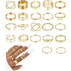 Kahfl-22pcs Bagues Pour Femme En Acier Inoxydable Style Boh&egrave;me,Bague Acier Inoxydable Femme,Bague Femme,Bague Acier Inoxydable,Bague Femme Acier Inoxydable,Bague Femme Or - Neuf