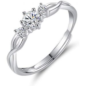 Yemaesre-Bague De Couple Argent Fin 925 Avec Zircon Cubique 5a, Bague Réglable Ouvert Hypoallergénique, Anneau De Fiançailles Femme Homme, Quotidien Soirée Mariage Anniversaire Comme Cadeau D'amour - Neuf