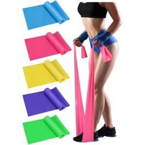 Elastic Band (5 Pieces),1.5 M Natural Latex Resistance Bodybuilding,Elastic Resistance Band For Physical Rehabilitation,Bodybuilding,Pilates,Home & Gym Yoga - Neuf