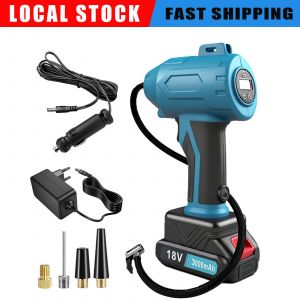 Compresseur d'air pour gonflage de pneus, pompe sans fil pour pneus de voiture/ballons, &eacute;quip&eacute; d'une batterie lithium-ion 1x3,0 Ah avec manom&egrave;tre num&eacute;rique - Neuf
