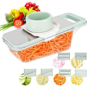 Kalanka-Coupe Legumes Multifonctions Mandoline Professionnelle Cuisine Decoupe Legumes Manuel Cube Avec 6 Lames R&eacute;glable Pour &Eacute;mincer R&acirc;per Et Broyer Les L&eacute;gumes - Neuf