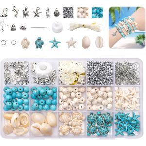 Mevronisshop-715pcs Perles Et Assortiments, Diy Perles Coquillage Pour Bracelet, D&eacute;coratifs Perles Coquillage De Rocaille Pour Charms Marin Bijoux, Tortue De Mer, &Eacute;toile De Mer, Perle Pour Bracelet &Eacute; - Neuf