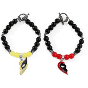 Eryi-2 Pièces Bracelet Super Héros D'amitié Dead Figurine Modèle Bracelet Demi C?ur Rouge Et Jaune Bracelets Masque Pendentif Accessoire Pour Cadeaux Créatifde - Neuf
