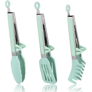Eryi-Pince Cuisine Silicone,Pinces De Barbecue 3 Pièces Silicone Vert, Pince Cuisine Inox,Pince De Cuisine, Pinces À Pâtes Sans Bpa, Pinces De Cuisson Pinces De Cuisine - Neuf